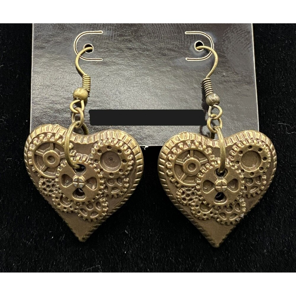 Handmade Watchworks Heart Steampunk Bronze Tone Earrings by Neanie-Bot